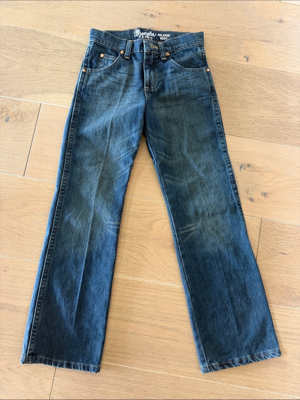 Wrangler Boy's Dark Blue Retro fit Relaxed Bootcut Jeans